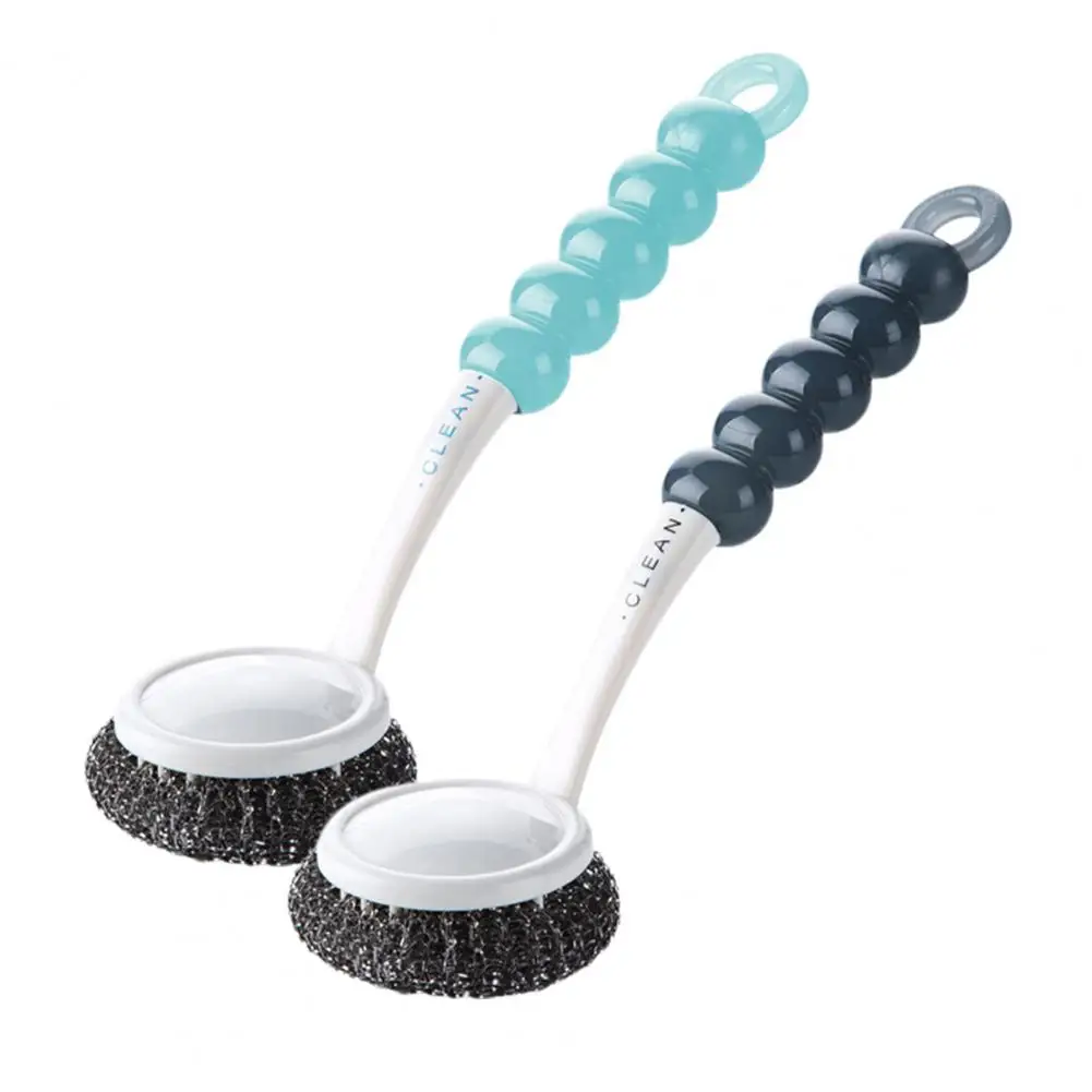 

Pot Scrubber Brush Durable Kitchen Scrubber Brushes Long Handle Pot Scrubber Steel Wool Dish Brush for Effective of Cookware