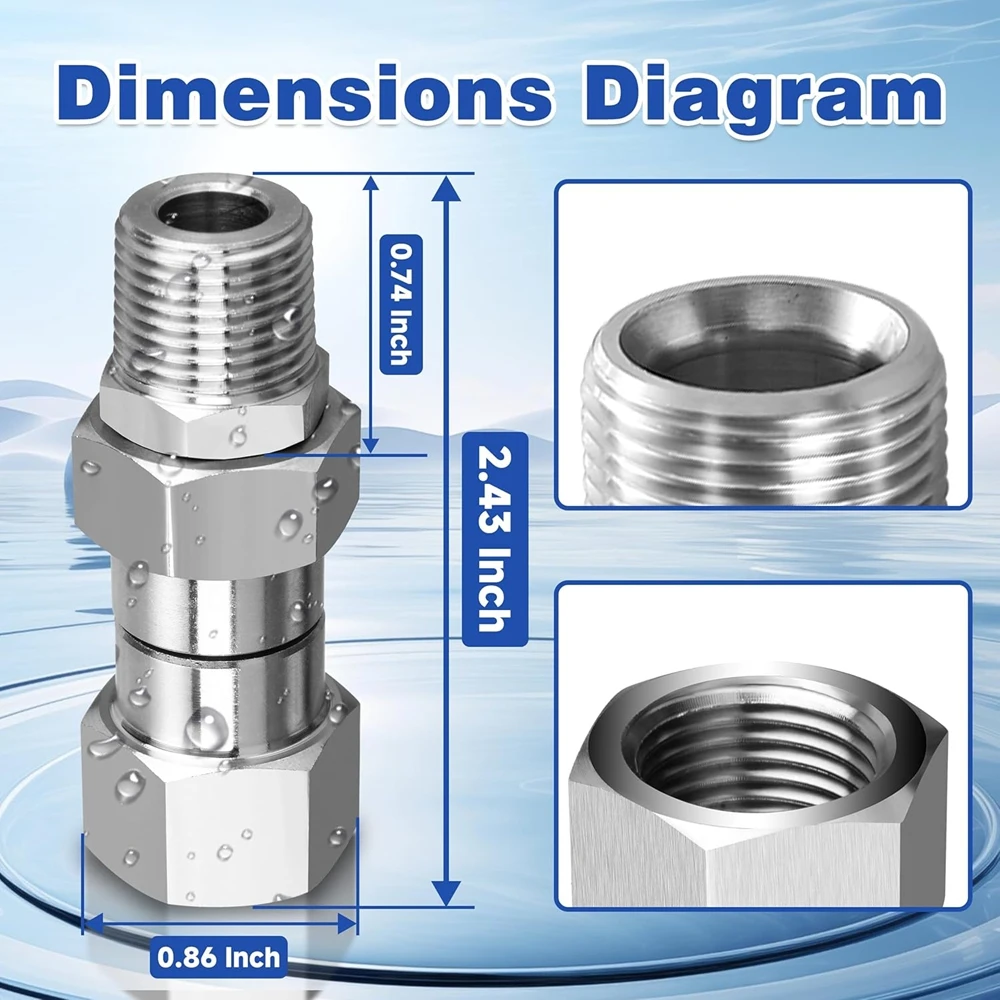 3/8” NPT Pressure Washer Swivel Fitting Anti-Twist Male to Female Adapter 360° Kink-Free Connector for Gun and Hose 4500 PSI 2