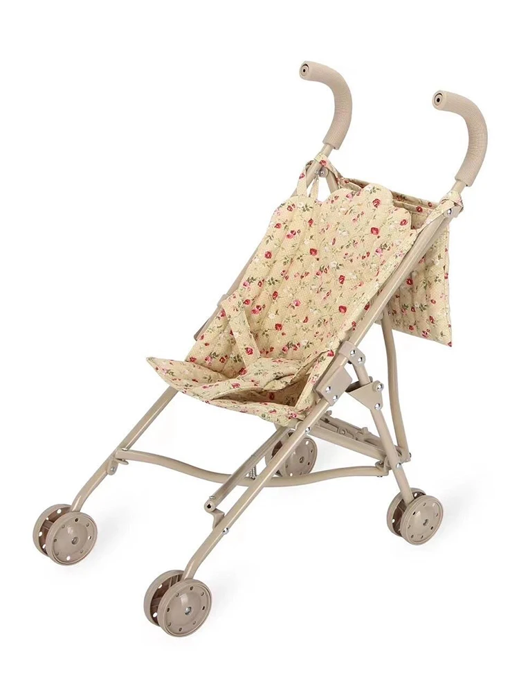 Floral Doll Stroller for Dolls Folding Doll Pram Carriage with Bag Accessories Play Toy House Boys Girls Birthday Gift miniature doll house supplies