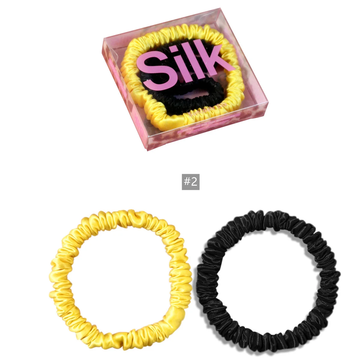 2 Stück Haargummis aus 100 % Seide, hochwertige Haargummis (22 Momme), Haarbänder für Damen und Mädchen, Haarschmuck, rosa Box – Detail 5