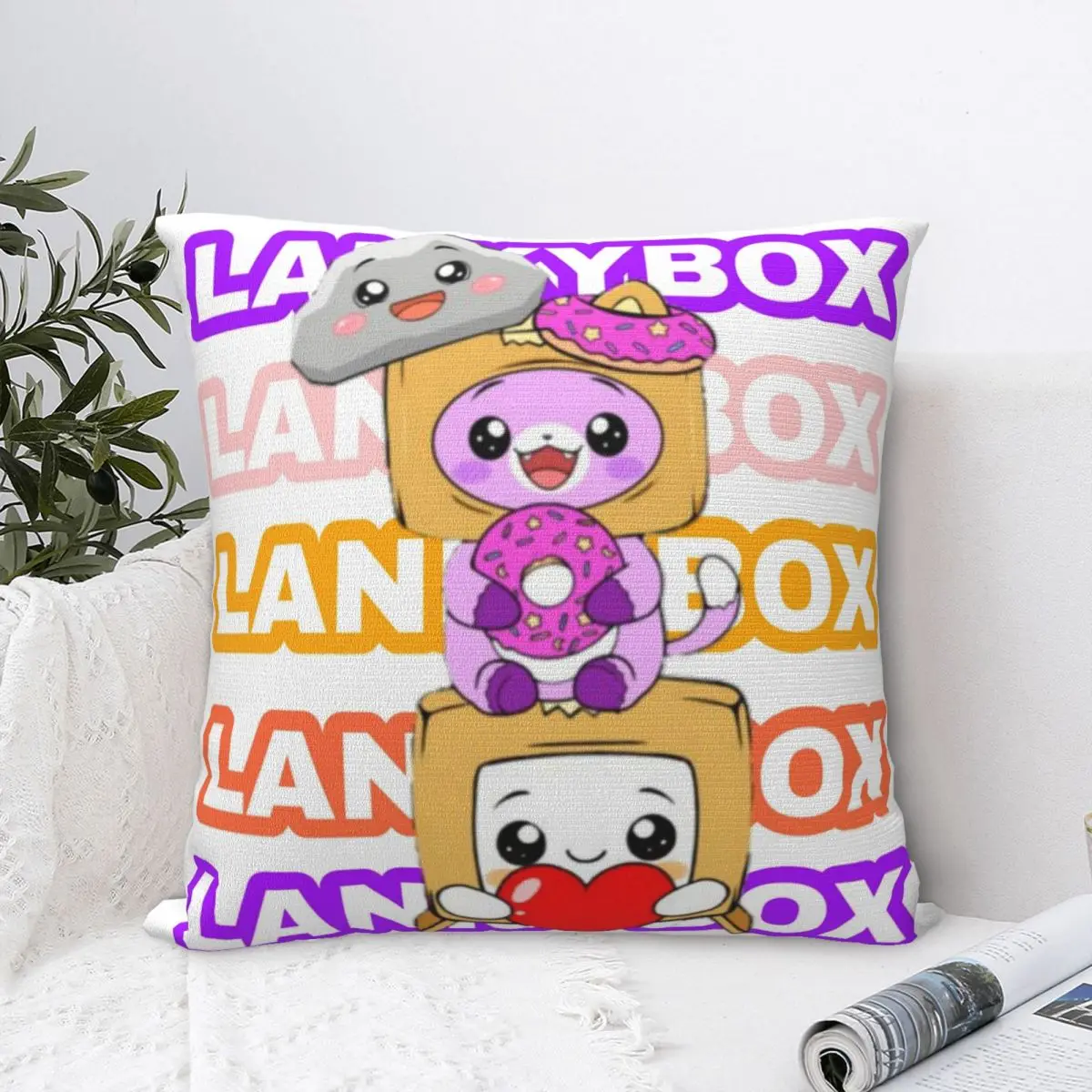 Simpatiche Federe Quadrate Rocky Foxy Lankybox Fodera Per Cuscino In Cartone Animato Divertente Federa In Poliestere Per Sedile 40X40Cm
