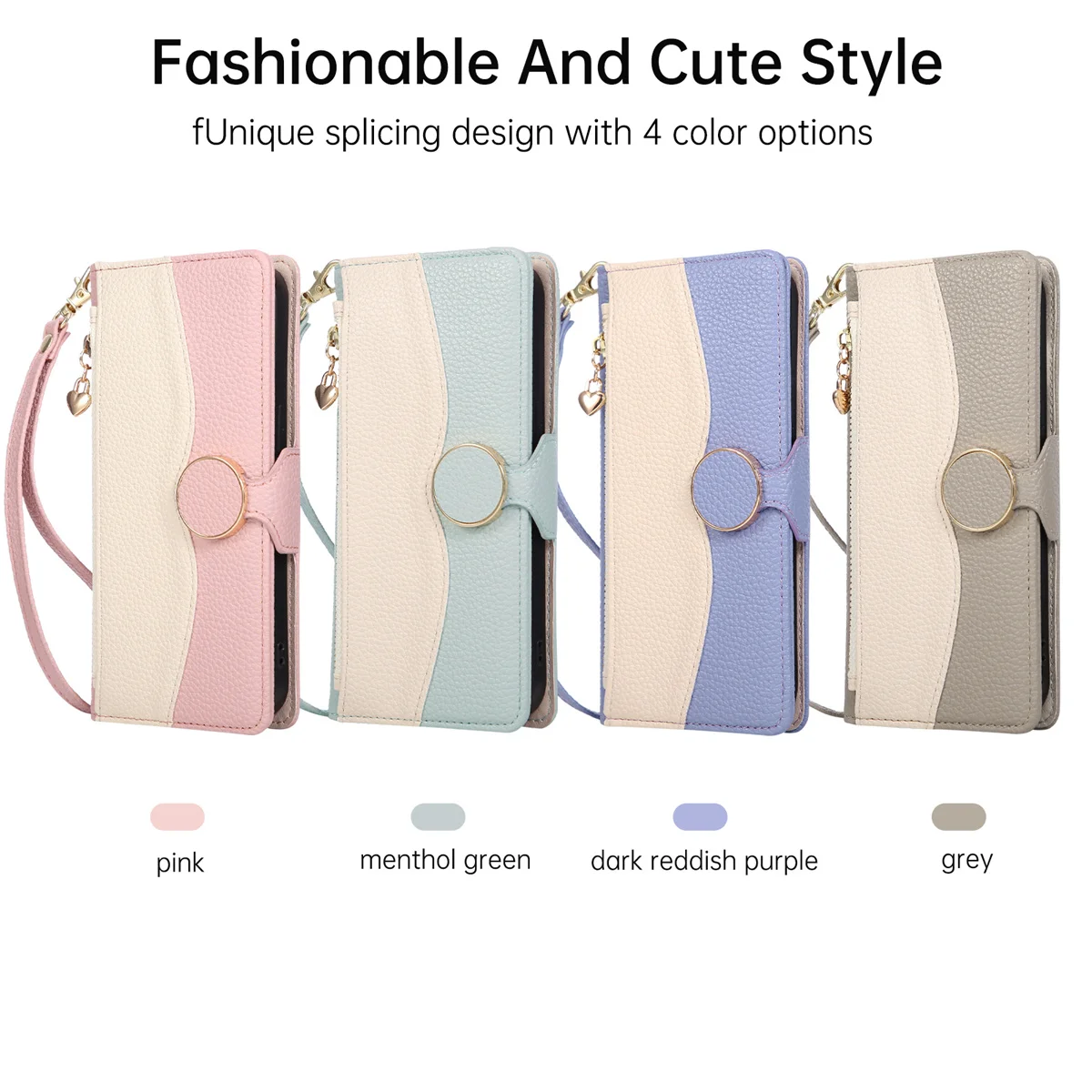 Leather Crossbody Wallet Phone Case with Wrist Strap and Card Holder