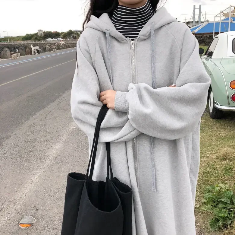 Oversized 150kg Women Trench Coat Casual Women's Long Outerwear Loose Fleece Overcoat Winter Warm Streetwear Hoodies Trench Coat