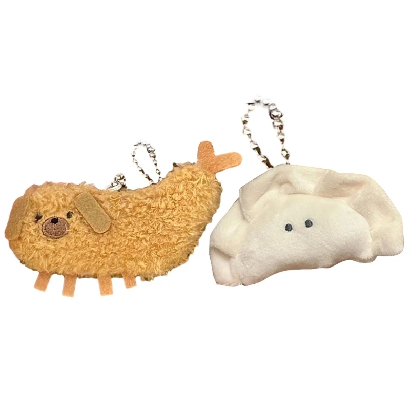 

Plush Tempura Dumplings Pendant Keychain Cartoon Stuffed Keyring Bag Decor
