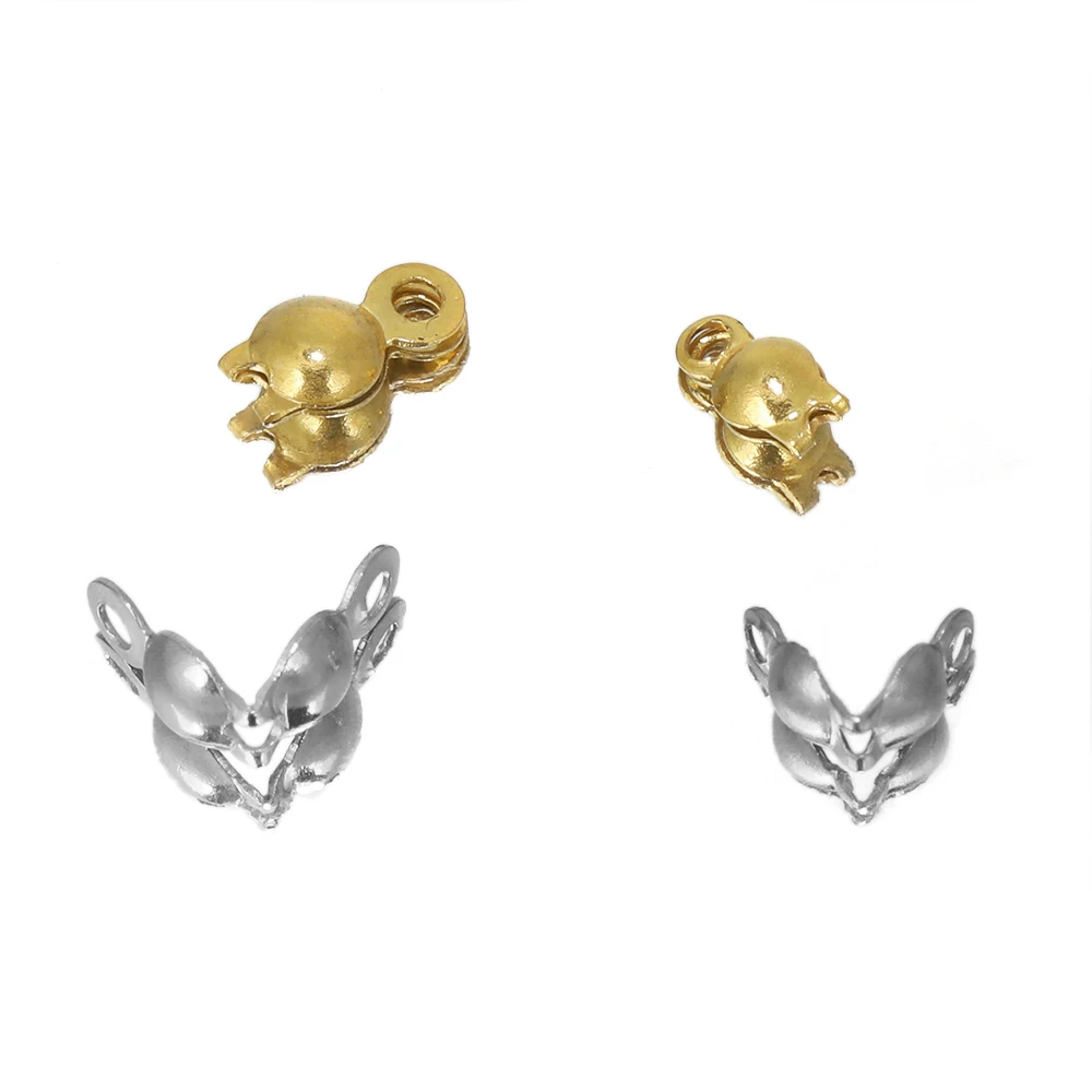 100/50Pcs 스테인레스 스틸 엔드 크림프 비즈 팁 DIY 목걸이 팔찌 구성 요소에 대 한 볼 체인 커넥터 엔드 걸쇠 피팅
