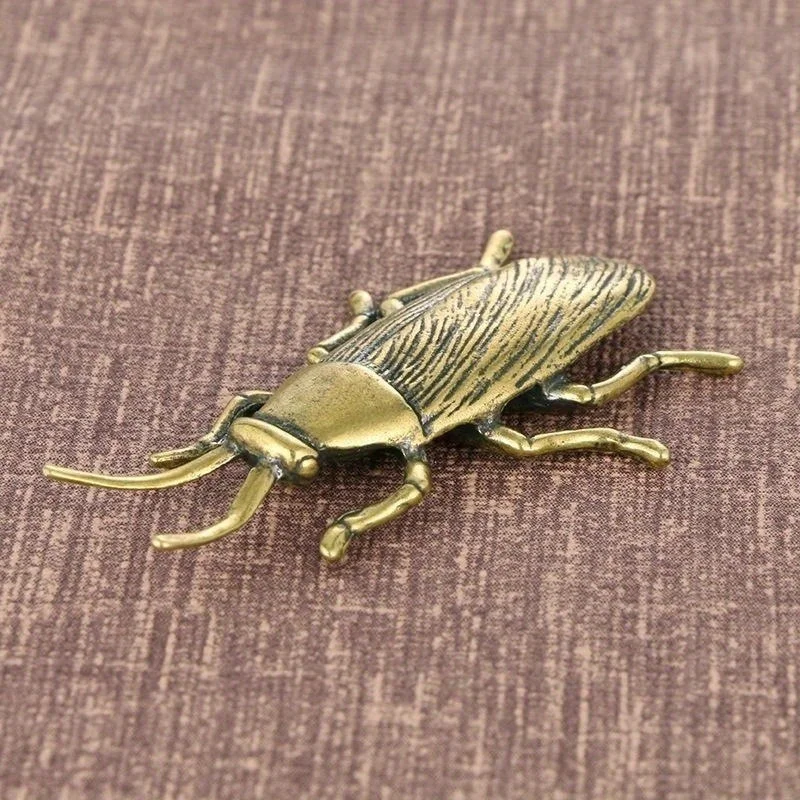 Brass Insect Cockroach Figurines Miniatures Solid Tea Pet Funny Crafts Collection Desktop Small Ornaments Figurine Decor Crafts