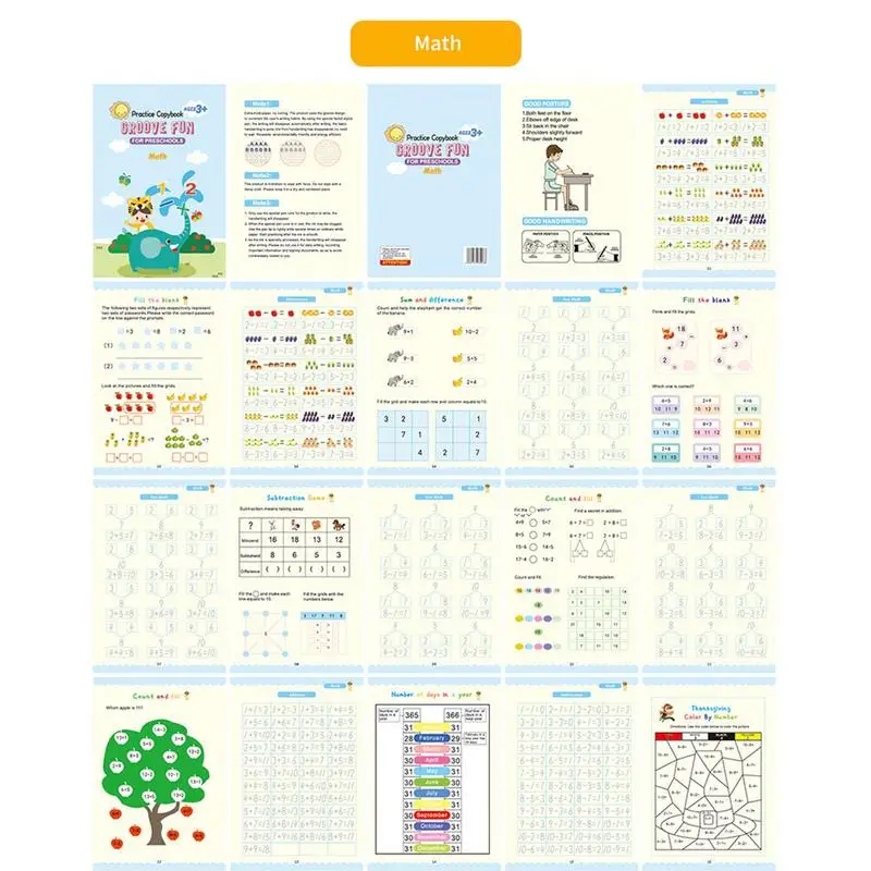 어린이용 프린트 필기 워크북, 필기 연습 워크북, 글자 번호 수학 드로잉 추적 워크북
