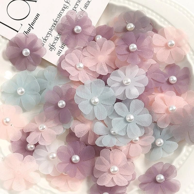 웨딩 드레스 홈 인테리어 의류 액세서리에 대한 30Pcs 패브릭 꽃 인공 꽃 바느질 꽃 아플리케