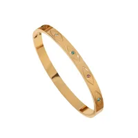 Classic Devil's Eye Gemstone Stainless Steel Gold Plated Women's Bracelet, High Quality Party Jewelry, Wife Gift 2