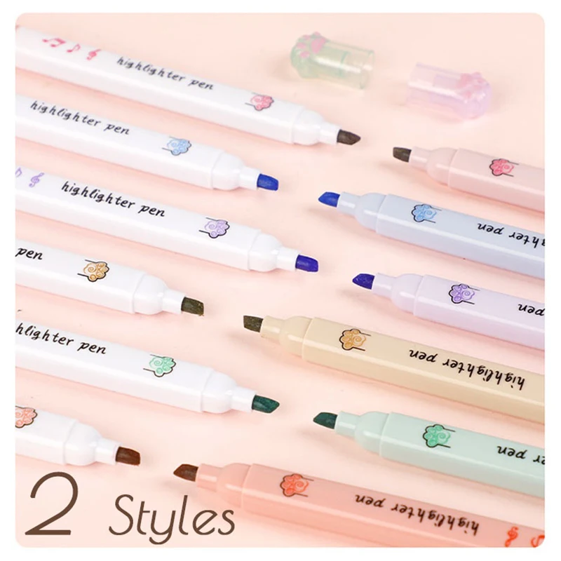 6 Pieces Set Kawaii Cat Paw Highlighter 6 Colors Slanted Tip Markers Liquid Ink for Student School Stationery Office Supplies highlighter marker,art marker,marker pen