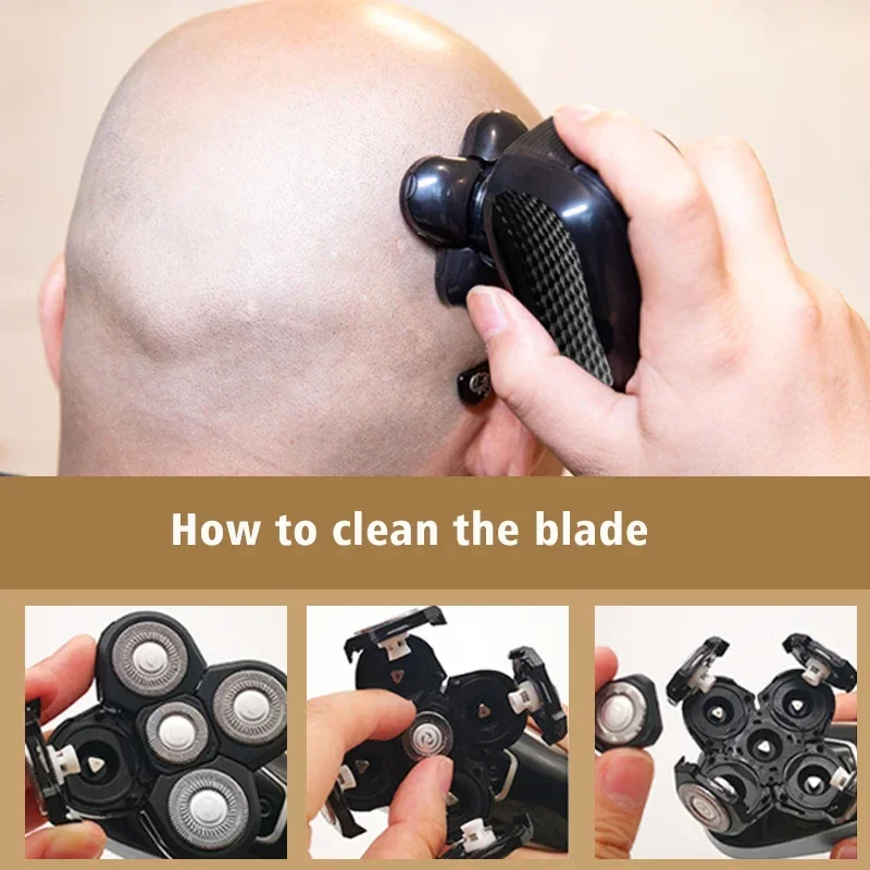 5-in-1 Electric Razor IPX7 Waterproof for Bald Men Wet/Dry LED Display Rechargeable 5D Rotary Shaver Grooming Kit Head Shavers electric shaver
