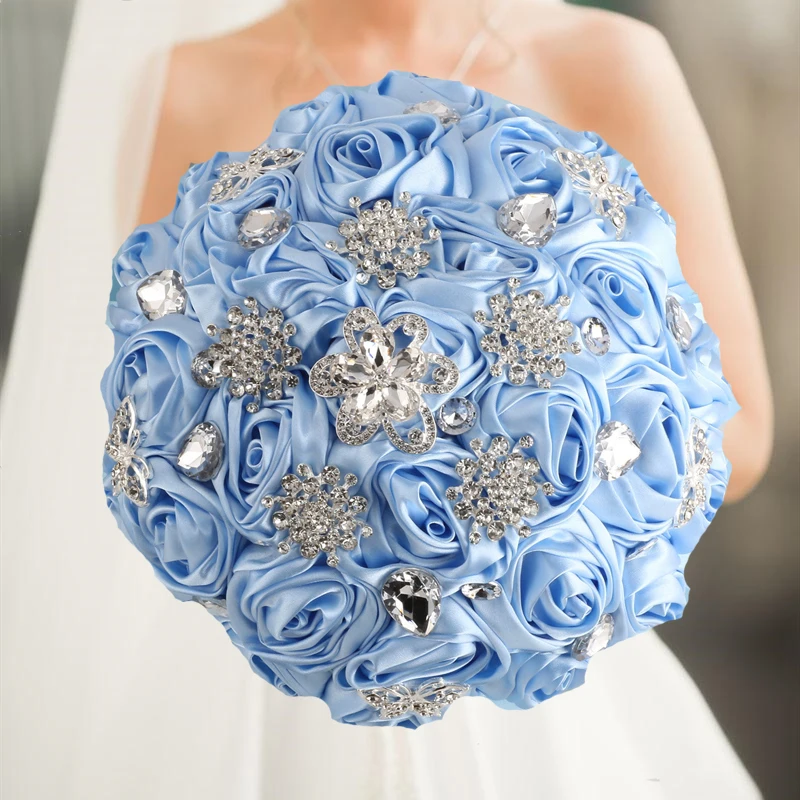 

Hot Selling Bridal And Bridesmaid Bouquets Exquisite Rhinestones Silk Roses And Pearls Handmade Sisters Wedding Bouquets