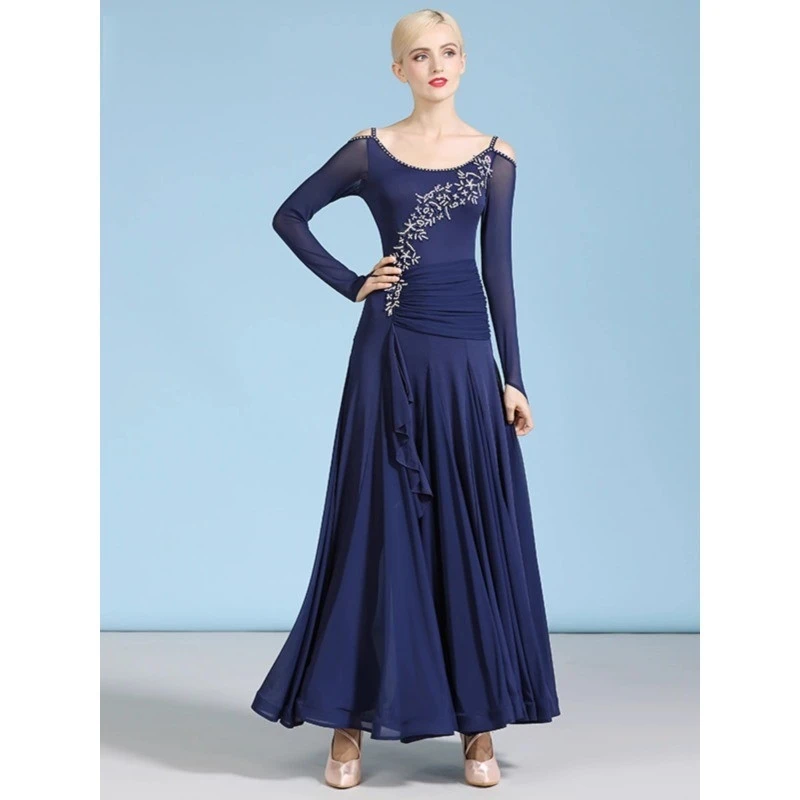 New Modern Dance Dress 1885 National Standard Dance Dress Long sleeved Hanging Strap Waltz