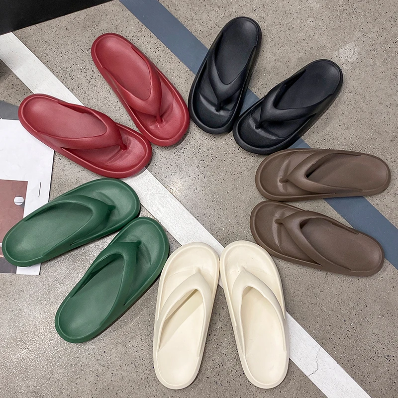 Men's Classy Flip-Flops, Women's Summer Flip-Flops for Beach Couples, New Thick-Soled Outer Wear Sandals, Men's Bathroom Bathing Non-Slip Slippers - 2