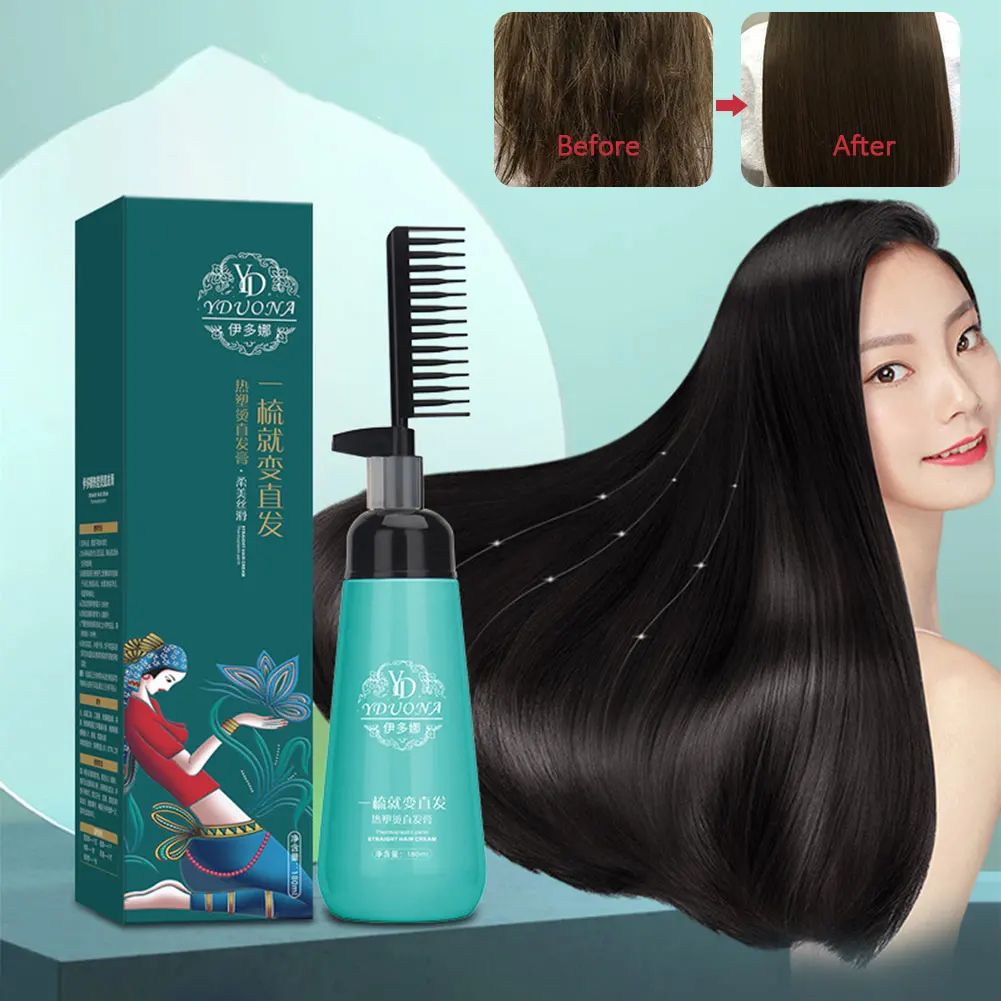 Description Picture 3 of itemHair Straightening Cream Plant Collagen Vitamin Hair Straightening Comb No Damage Fast Smoothing Cream Hair Treatment Artifact