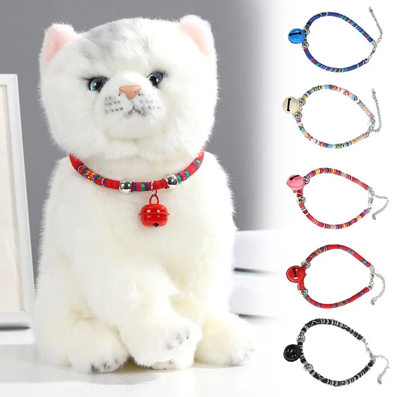 

Ошейник для домашних животных в стиле ретро, цветной аксессуар с колокольчиком, регулируемое кольцо в этническом стиле, маленькая собака, 1 шт.