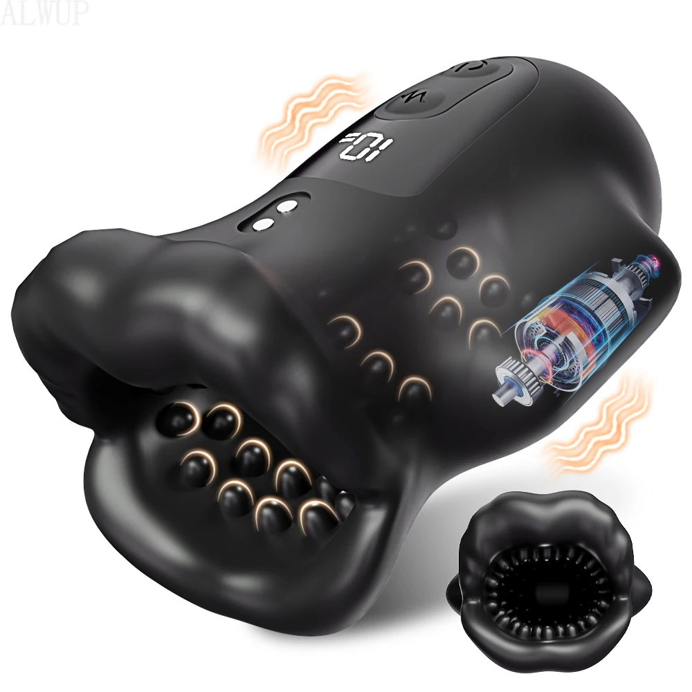 HESEKS APP Mouth Blowjob Male Stroker Trainer Adult Toys for Prolong Endurance Pocket Pussy Vibrator Sex Toy Sex Machine for Men