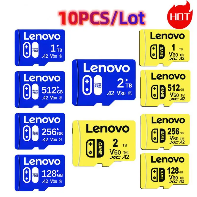 Scheda Di Memoria Lenovo 10 Pz/Lotto 2Tb A2 U3 Micro Tf Sd Card 128Gb Flash Sd Card Classe 10 Micro Card 512Gb Tf Card Per Fotocamera Del Telefono