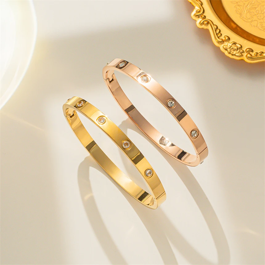 316L Stainless Steel Simplicity Generous Zircon Bracelet Ladies Fashion Trend High Jewelry Accessories Party Gift SAB1390 3