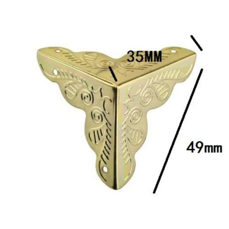 Vintage Flower Case Box Corners 8Pcs For Furniture Decor Triangle Rattan Carved Furniture Hardware Protector With Pins furniture hardware angled furniture hardware furniture corner protector decorative corner cover metal decorative protectors