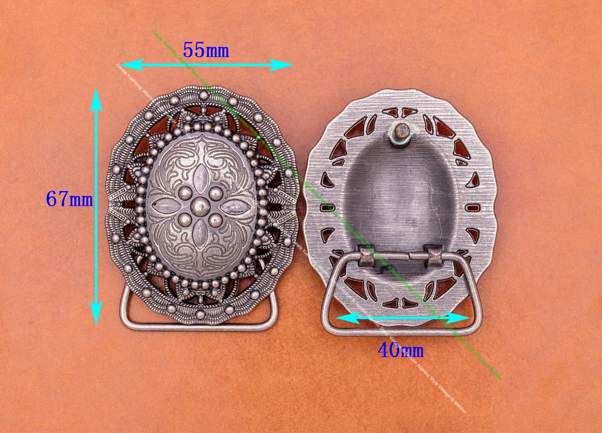 Massive Vintage Silberne Große Ovale Amerikanische Western Indian Art Blumen Rodeo Cowboy Lederhandwerk Gürtelschnalle Ersatz Passend für 40mm – Detail 8