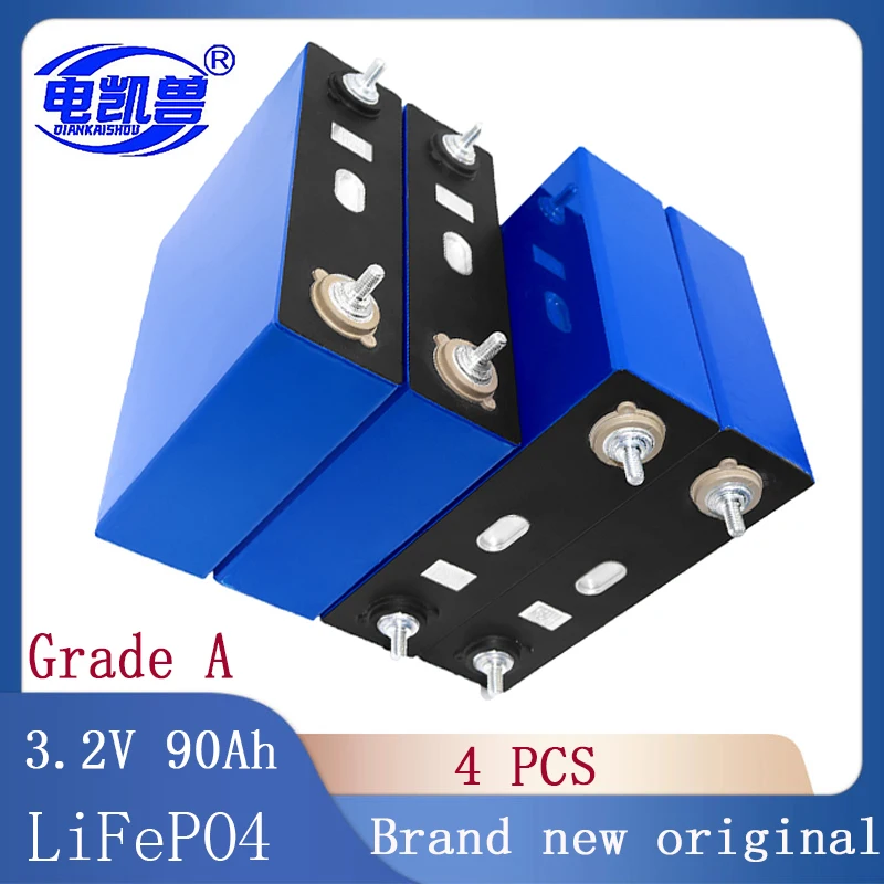 Lifepo4 Cell 3.2V 90Ah Batteria Litio Ferro Fosfato, Fai Da Te Per Camper Barca Golf Cart Motor Ups Off Grid Sistema Solare