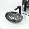 Marbling Ceramic Vessel Sink Set with Pop Up Drain Bathroom Sink Above Counter 4