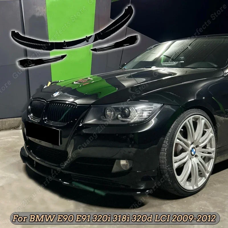 

For BMW 3 Series E90 E91 Facelift Front Bumper Lip Splitter Spoiler Canard Grille Body Kit Tuning 320i 318i 320d LCI 2009-2012