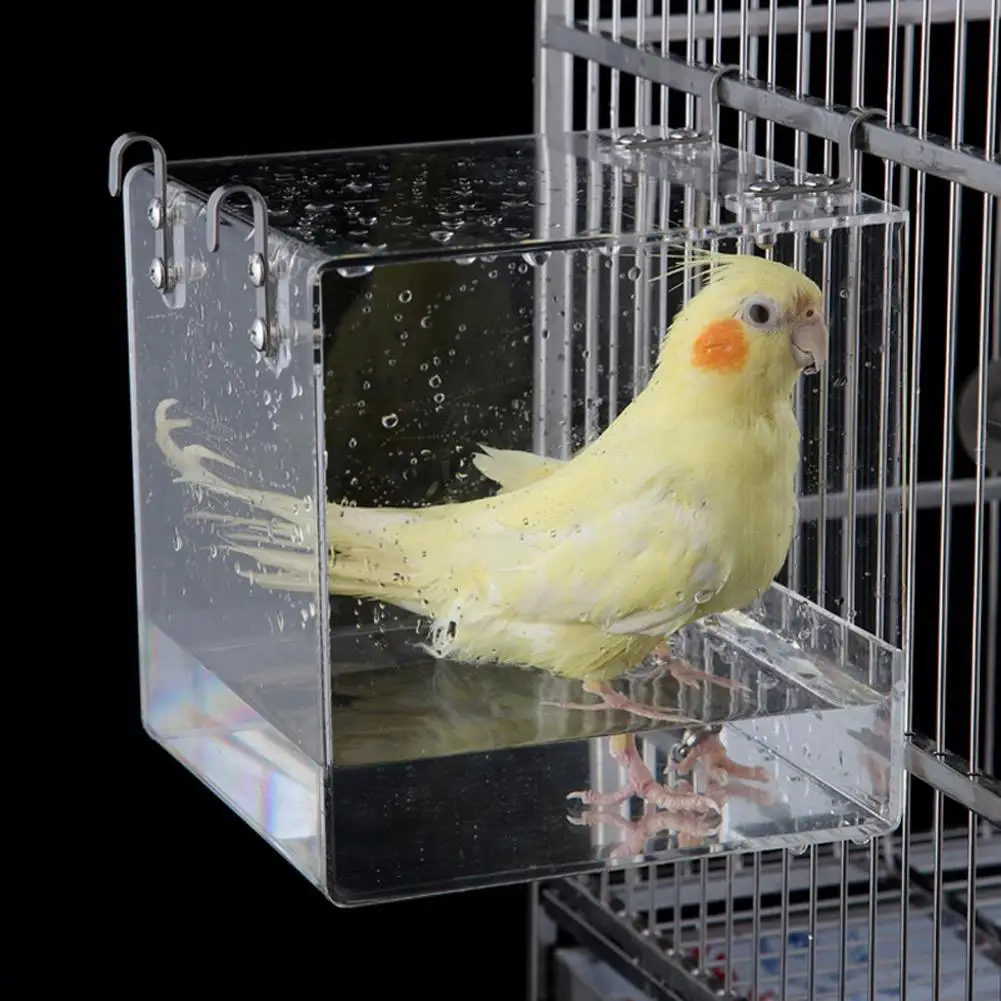Bird accessories bird bath basin hanging bird bath cube bird bathtub bath shower box bowl cage accessory for canary budgerigar parrots parakeet