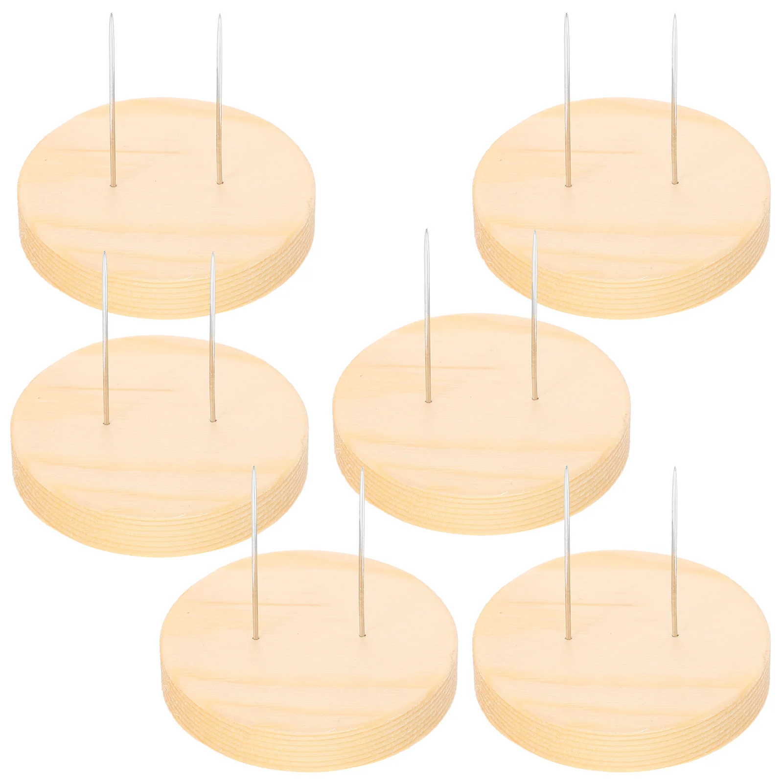 

6 Set Crochet Doll Stand Double Steel Needle Doll Holder Felting Doll Display Holders Wooden Rack Base Action Figures