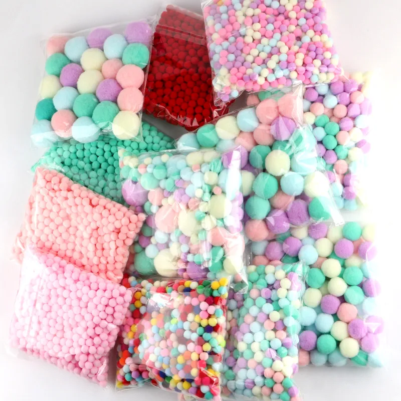 Soft pompom 8mm to 30mm fluffy plush craft ball furball mini Christmas decoration kids toys