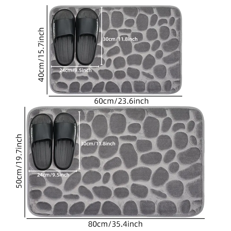 Bath mat size comparison for 40 by 60 and 50 by 80 centimeters