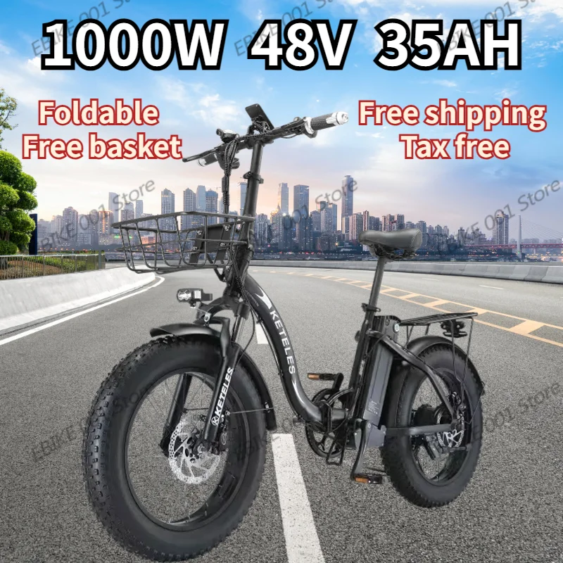 

Складной электровелосипед KETELES KF9 20*4,0 дюйма, велосипед с толстыми шинами, горный электрический велосипед 1000 Вт, мотор 35 Ач, электрический велосипед со съемной батареей