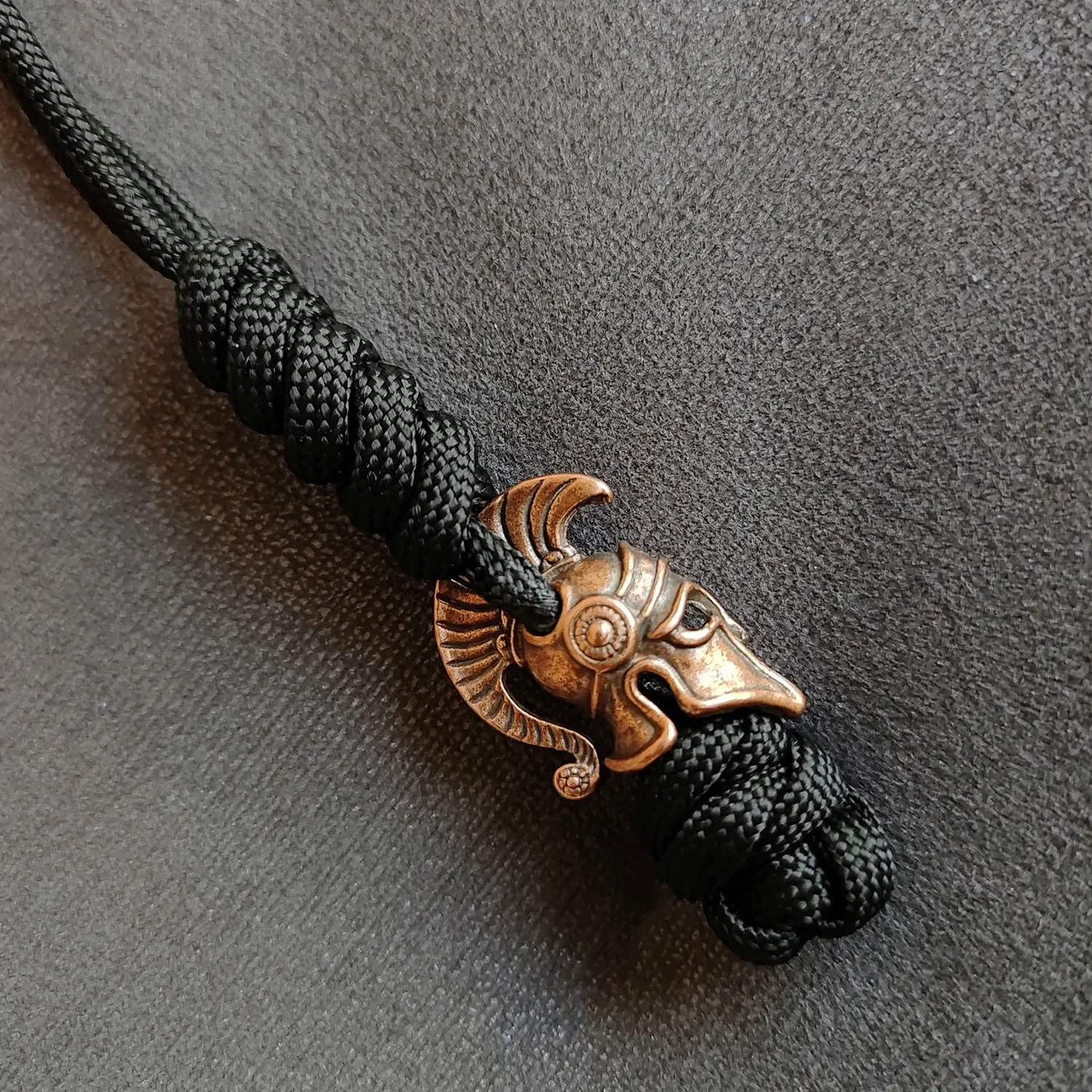 Vintage Copper Lanyard Keychain Biker helmet Pendant Woven Paracord Rope Accessories Bag Hanging Car Keychain Handmade Gifts