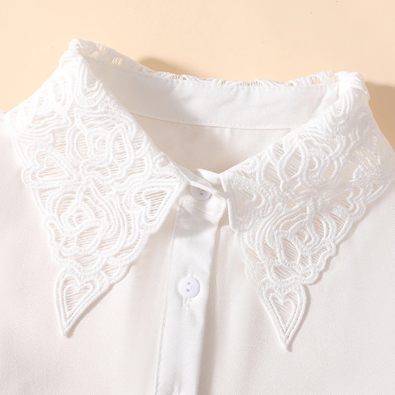 Fake Collar Detachable Collar Shawl Women's Fashion Peach Heart Embroidered Collar Professional Casual Versatile Decoration Chiffon
