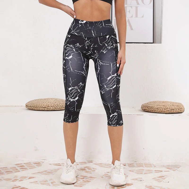 Capri Leggings Pockets Women High Waisted Workout Leggings Tummy Control Yoga Pants