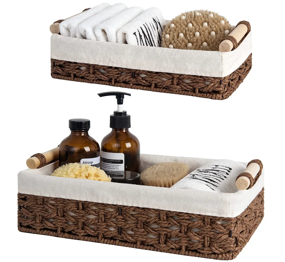 StorageWorksOpenHomeStorageWickerBasketsforTowelsBrownSmall
