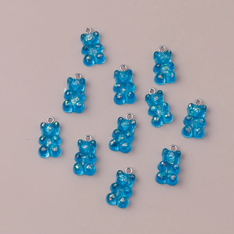 10 stücke 11*22mm Cartoon Tier Charms für Schmuck Machen Harz Pailletten Gummy Bär Charms Anhänger für DIY halsketten Ohrringe Geschenk – Detail 10