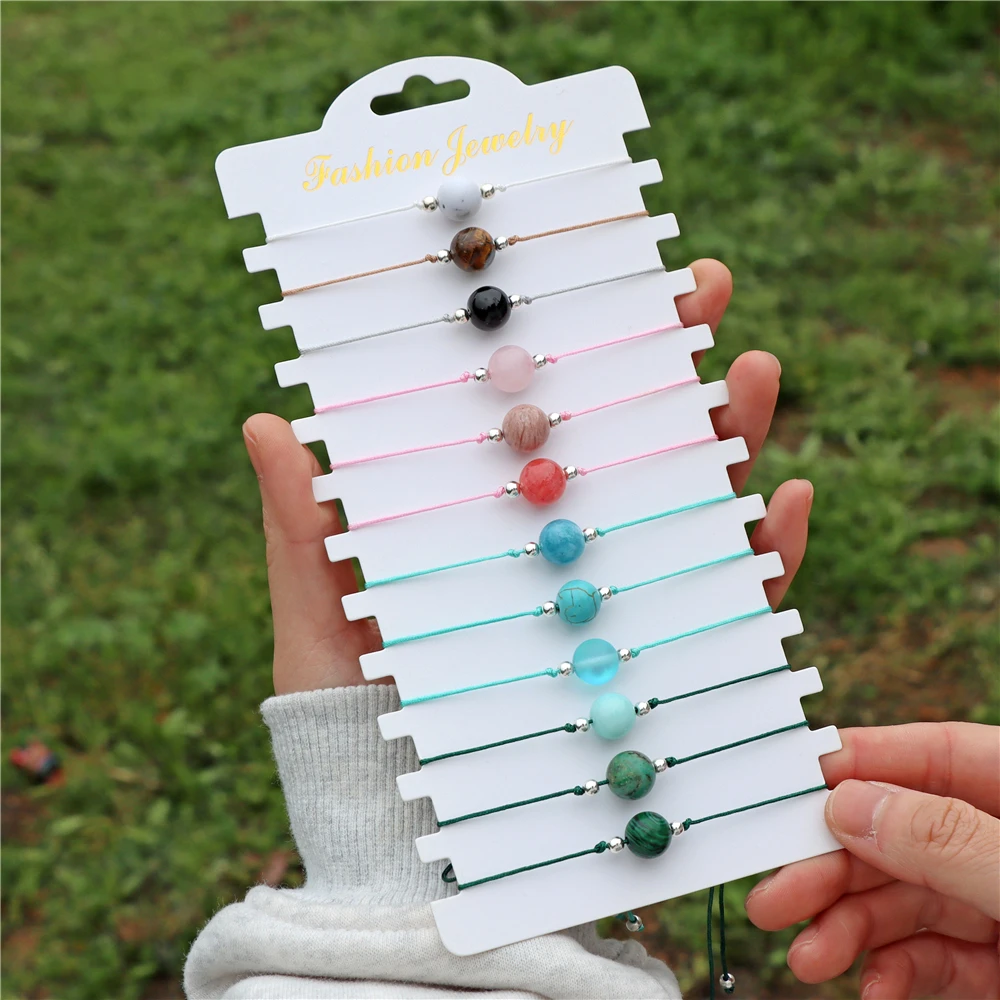 Mode 12 teile/satz Stein Geflochtene Armband Männer Frauen Boho Natürliche Kristall Perlen Bösen blick Charme Armbänder Armreifen Schmuck Großhandel – Detail 15