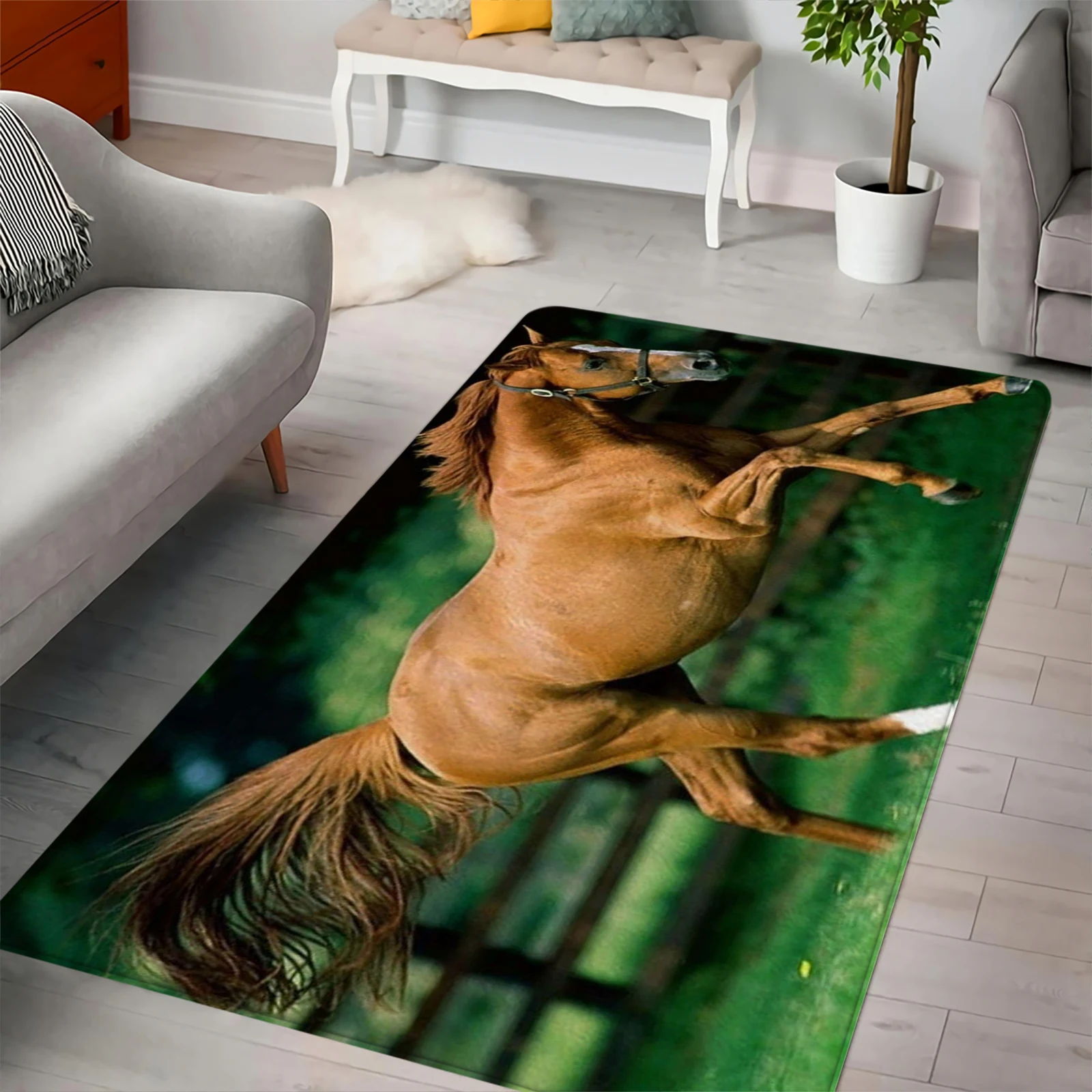 CLOOCL Animals Horse Carpets Fashion 3D Printed Flannel Floor Mats Carpet for Living Room Indoor Area Rugs Home Decor