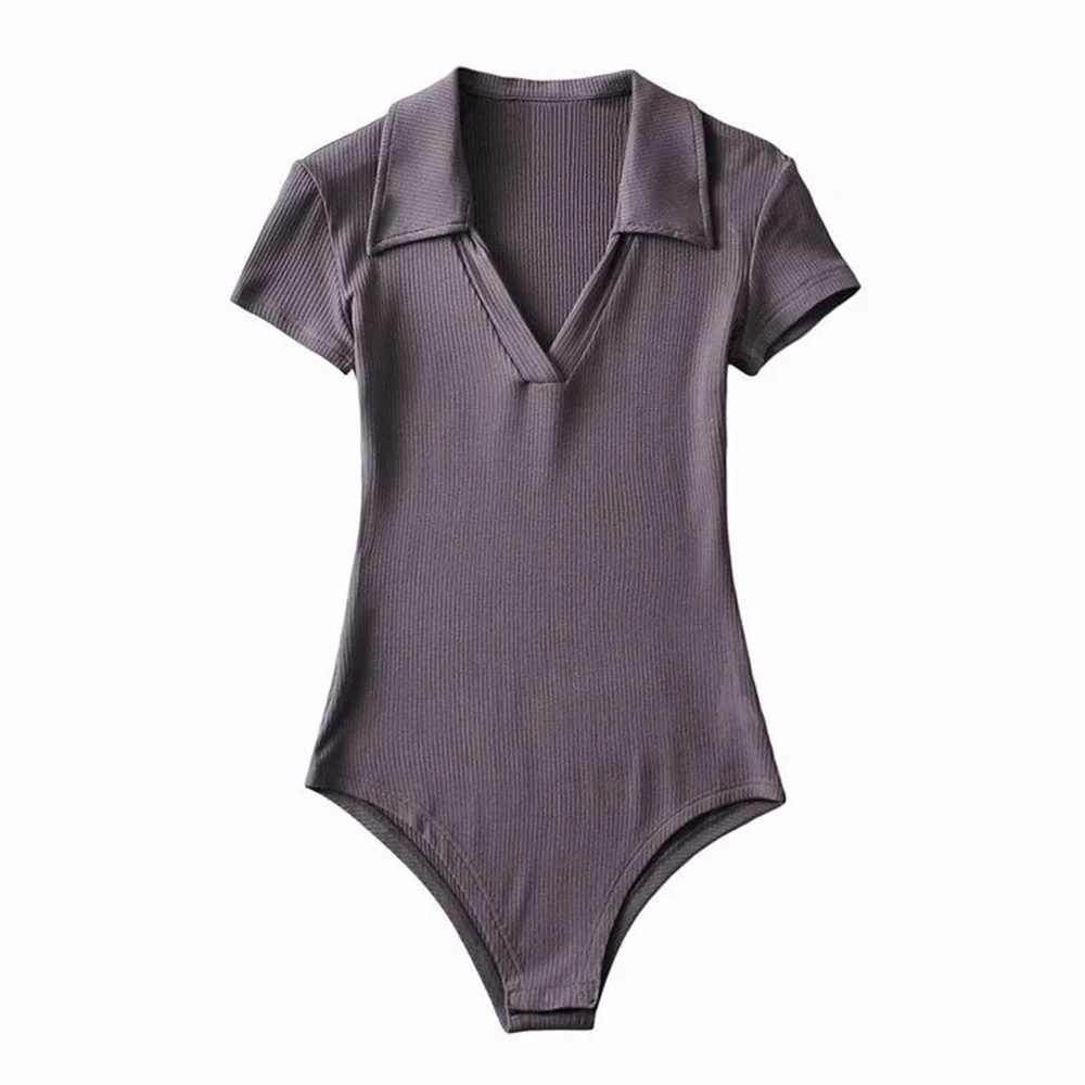 Women Bodysuit New Slim Fit Casual Hotsweet Undershirt V-neck Jumpsuit Basic Top Short Sleeve Basic Bodycone Lingerie Sleepwear