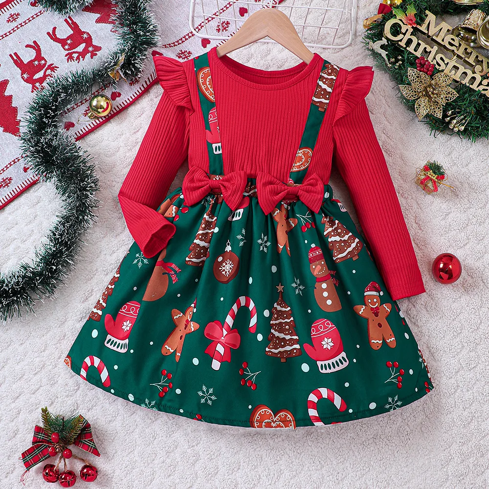 white christmas dresses Season of Sparkle Red Tiered Holiday Dress – Mia Belle Girls main image 1