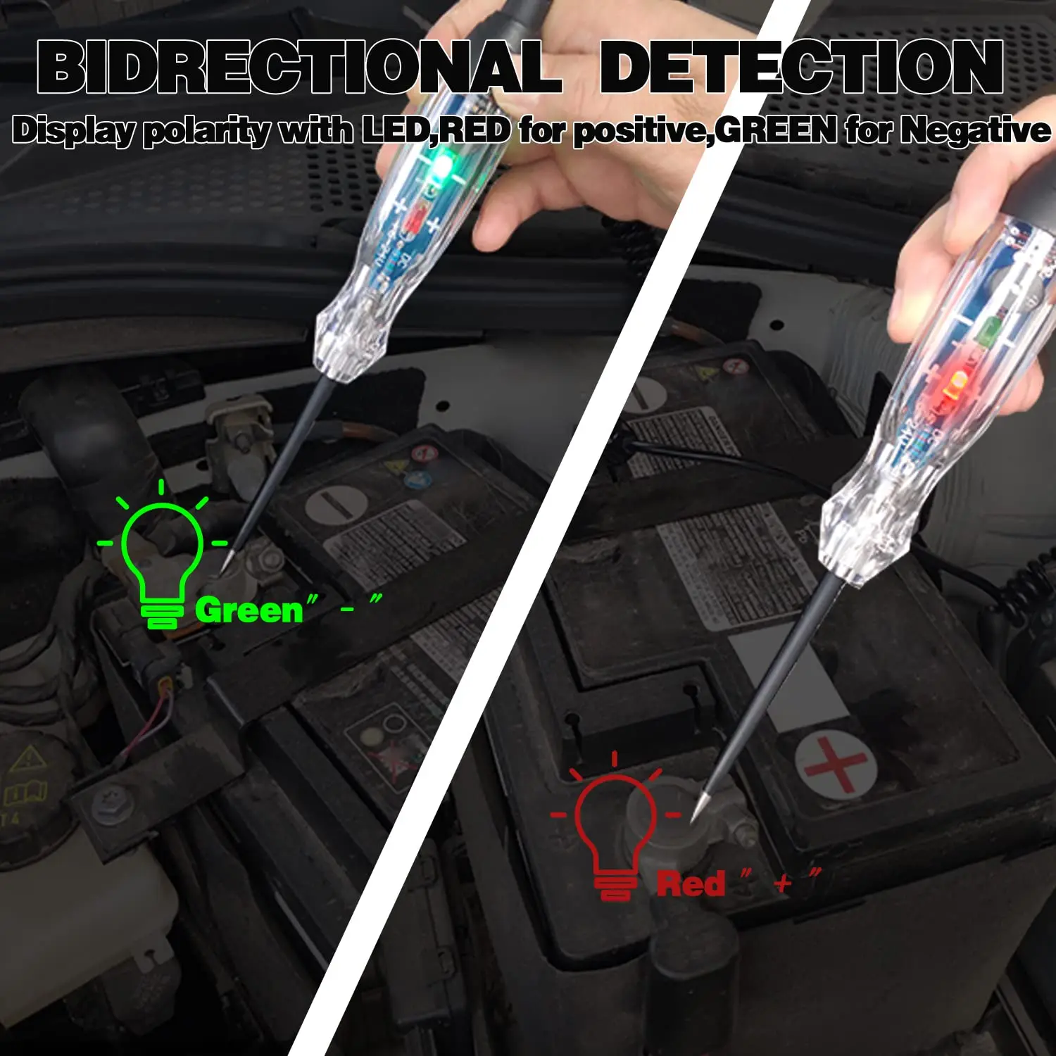 Automotive Circuit Tester With Buzzer & LED - 6-24V DC, Bidirectional Voltage Test Light For Car Electrical Diagnostics