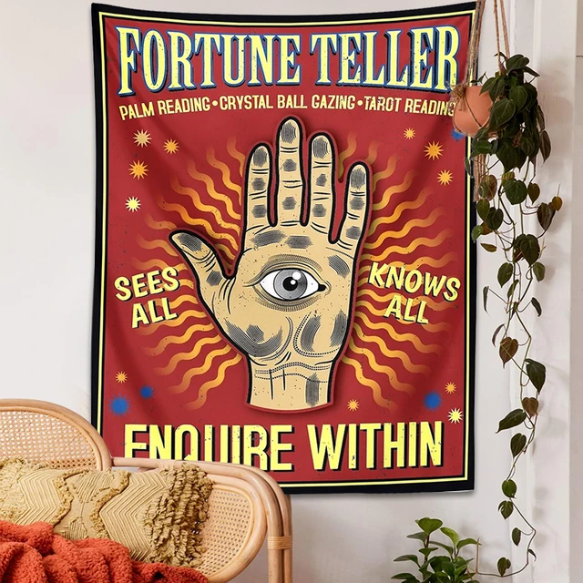 Tarot Mágikus Kézi Gobelin Falfájdozó Szerencse Szeme Szüreti Pszichés Boszorkány Művészeti Kárpit Nappali Hálószoba Lakberendezési Dekoráció