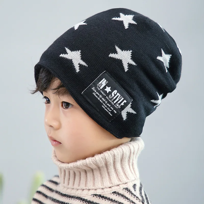 Lovely children's winter wool hat neck cover Korean version thickened warm knitted hat baby children's caps scarf set
