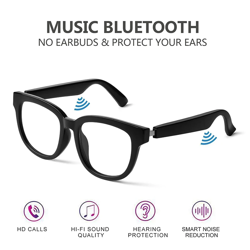 Smart Bluetooth Glasses 5.0 for Men and Women Waterproof Smart Call Headphones Anti-Blue Light Music IP67 Wireless Sunglasses 