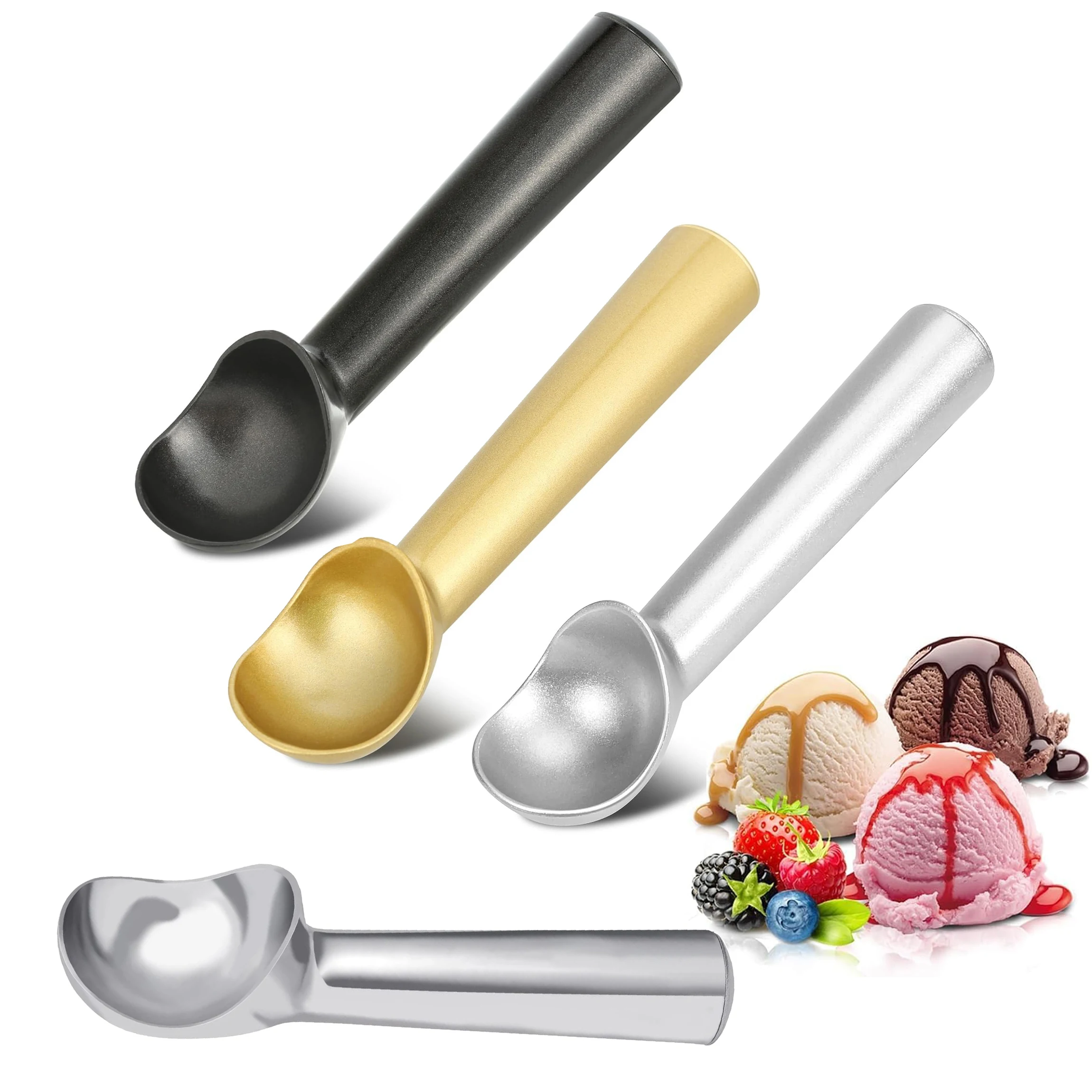 Nonstick Anti-Freeze Ice Cream Scoop Spoon One Piece Aluminum Design Ice Cream Scooper Kitchen Accessories Supplies 1.5 Ounces