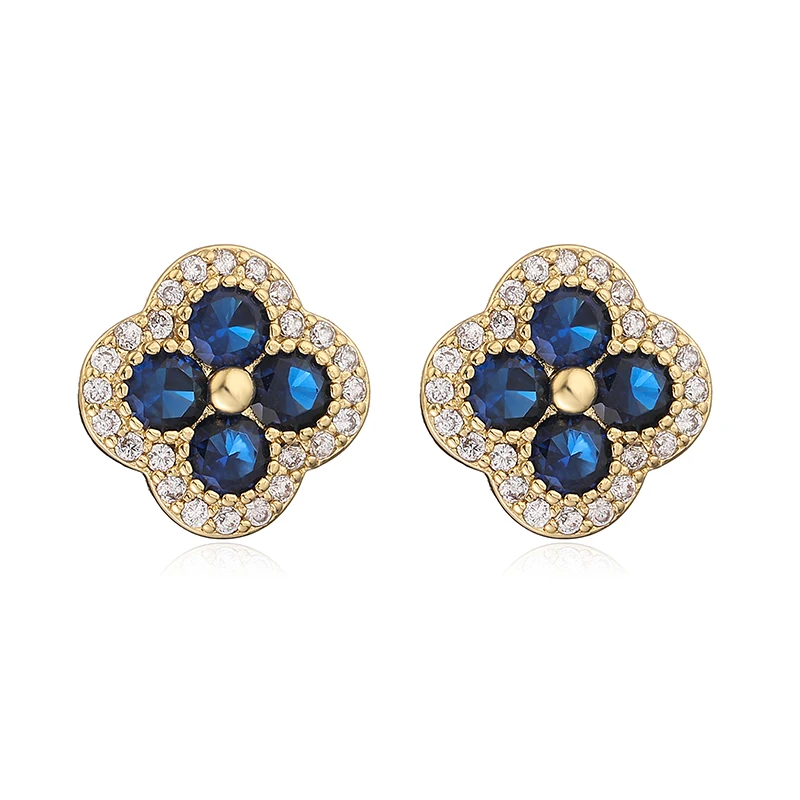 HECHENG 18K Gold Plated CZ Stone Flower Earrings image 5