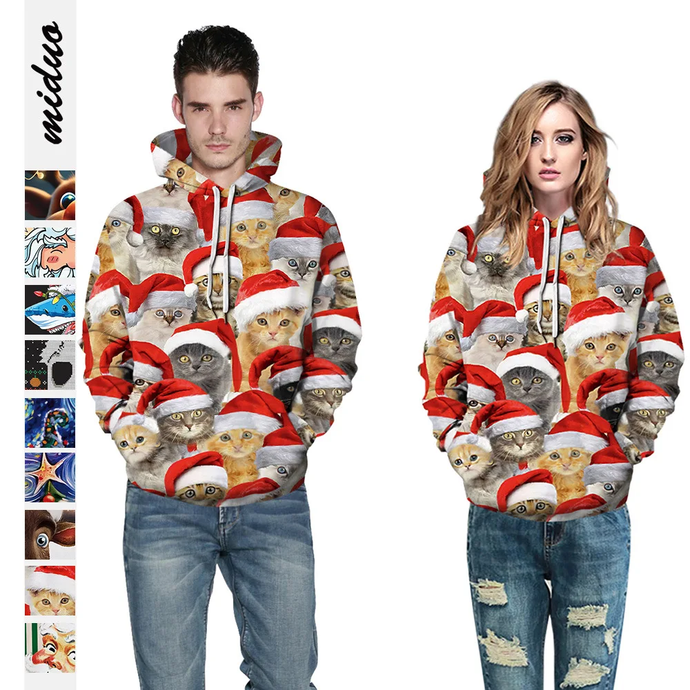 

2023 Fashion Christmas Hoodie for Men and Women Santa Claus Large Size 3D Print Sweater Autumn and Winter Fashion Hooded Sweate