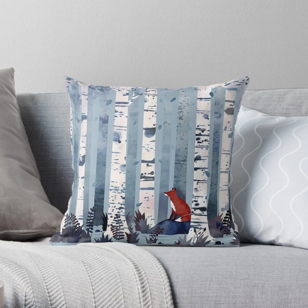 

The Birches (in Blue) Throw Pillow Rectangular Cushion Cover Pillows Aesthetic Sofa Covers For Living Room